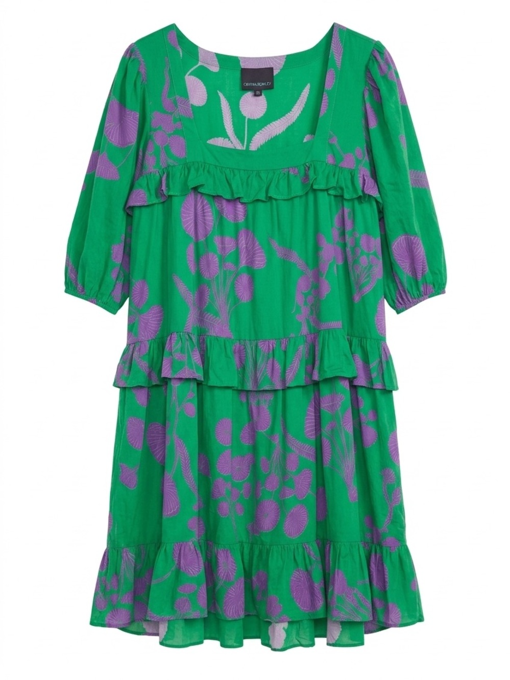 Cynthia Rowley Green and Purple Floral Mini Dress